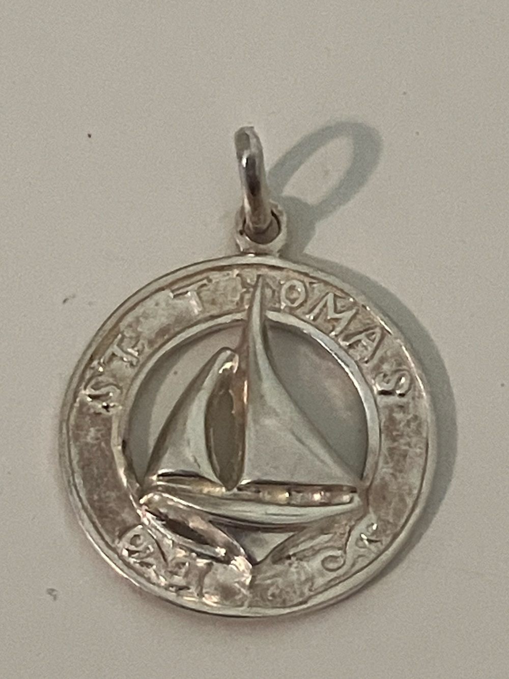 St. Thomas 925 Sterling Silver Sailboat Pendant Nautical Travel Charm